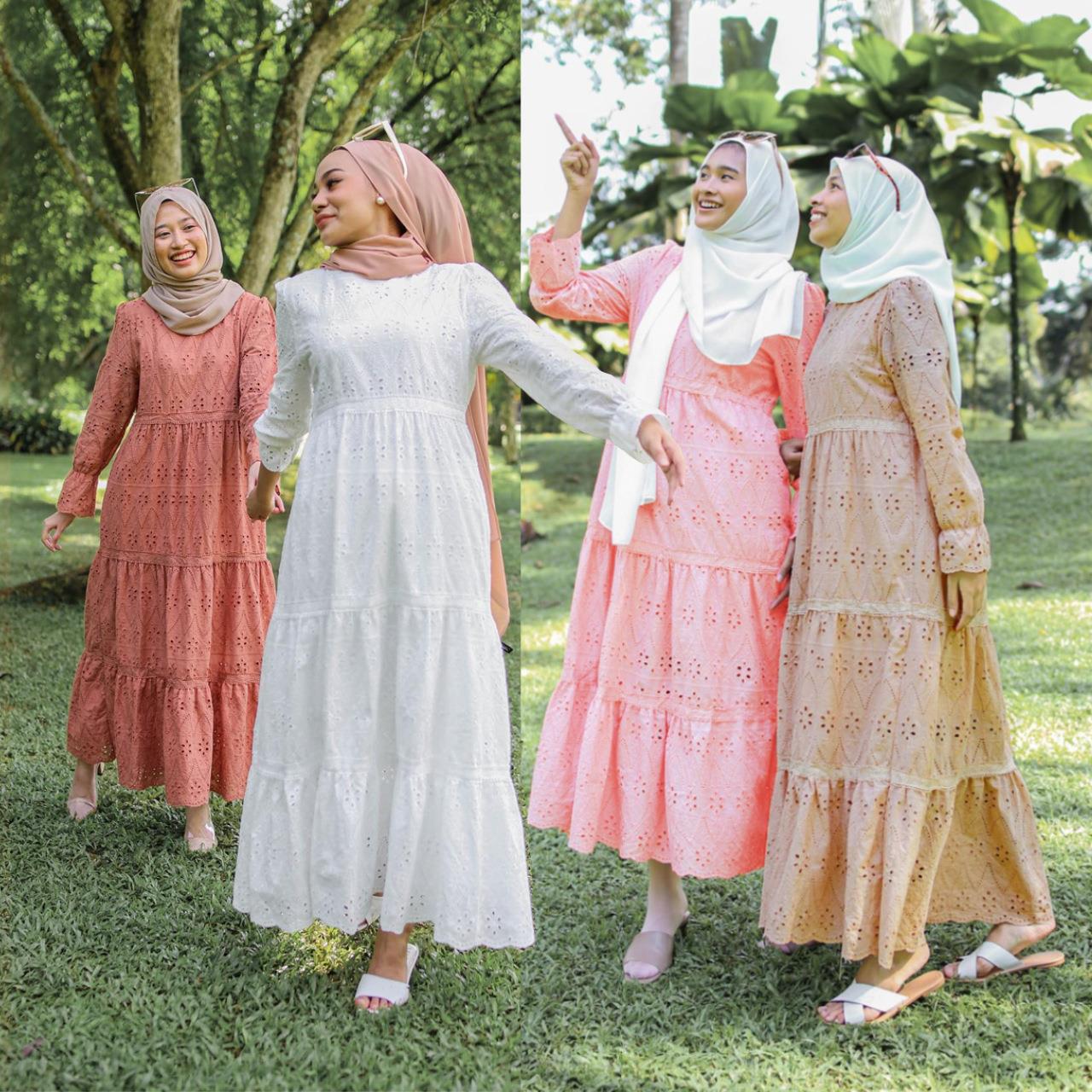 Ethnic Fashion Dress - ชุดเดรสลูกไม้โปร่งสไตล์อินโดนีเซีย เสื้อผ้าสตรี ชุดการแสดงพื้นเมือง ลายดอกไม้ เนื้อผ้านุ่ม คอลเลคชั่นฤดูใบไม้ร่วง