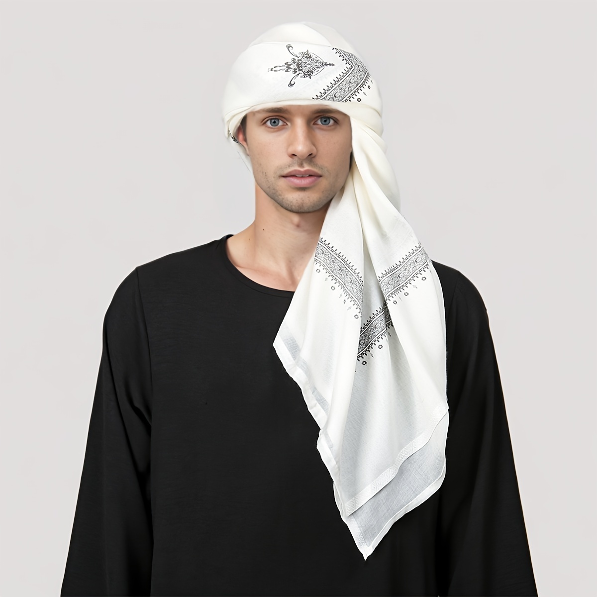 Ethnic Wear Men'S Fashion - ผ้าโพกศีรษะผู้ชายลายวินเทจสไตล์ชาติพันธุ์, ผ้าพันคอแบบลำลอง, ผ้าพันคอตกแต่งสำหรับสวมใส่ในชีวิตประจำวัน