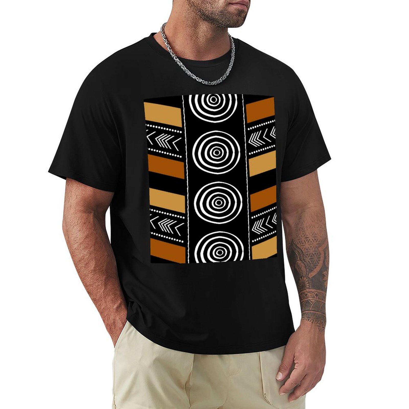 Mudcloth Print Top - เสื้อยืดลายศิลปะผ้าโคลนแอฟริกัน เสื้อยืดลำลองที่ทนทาน