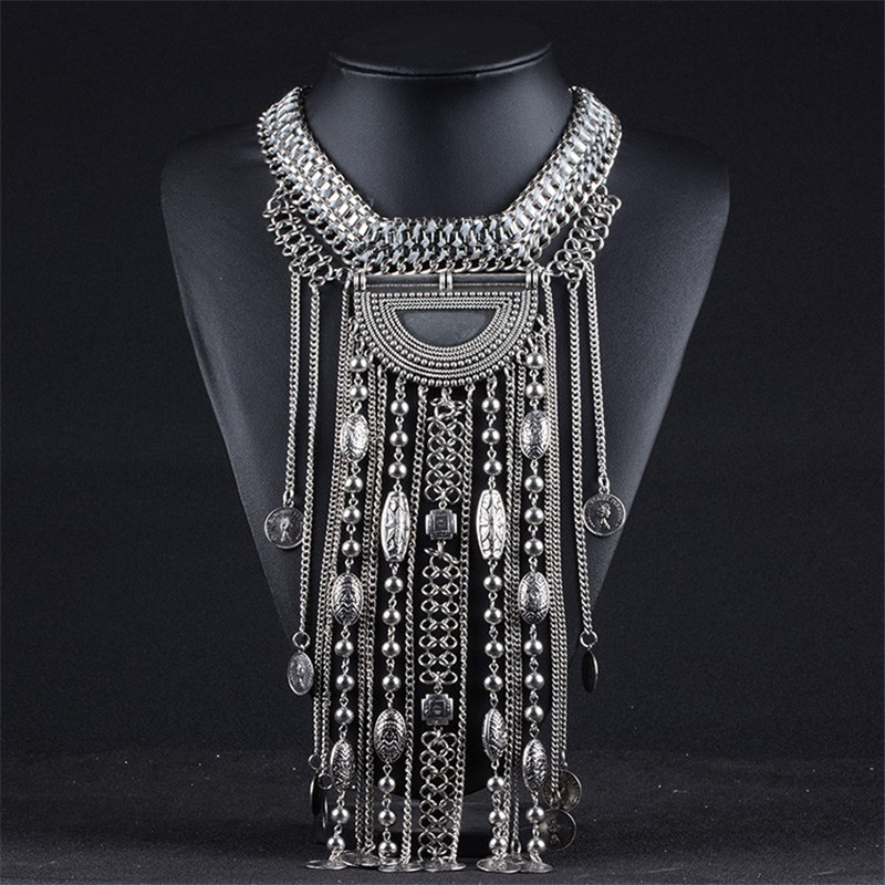 Ethnic Fashion Co In - แฟชั่น Maxi ยาวพู่สร้อยคอผู้หญิง Boho อินเดียชาติพันธุ์ Vintage