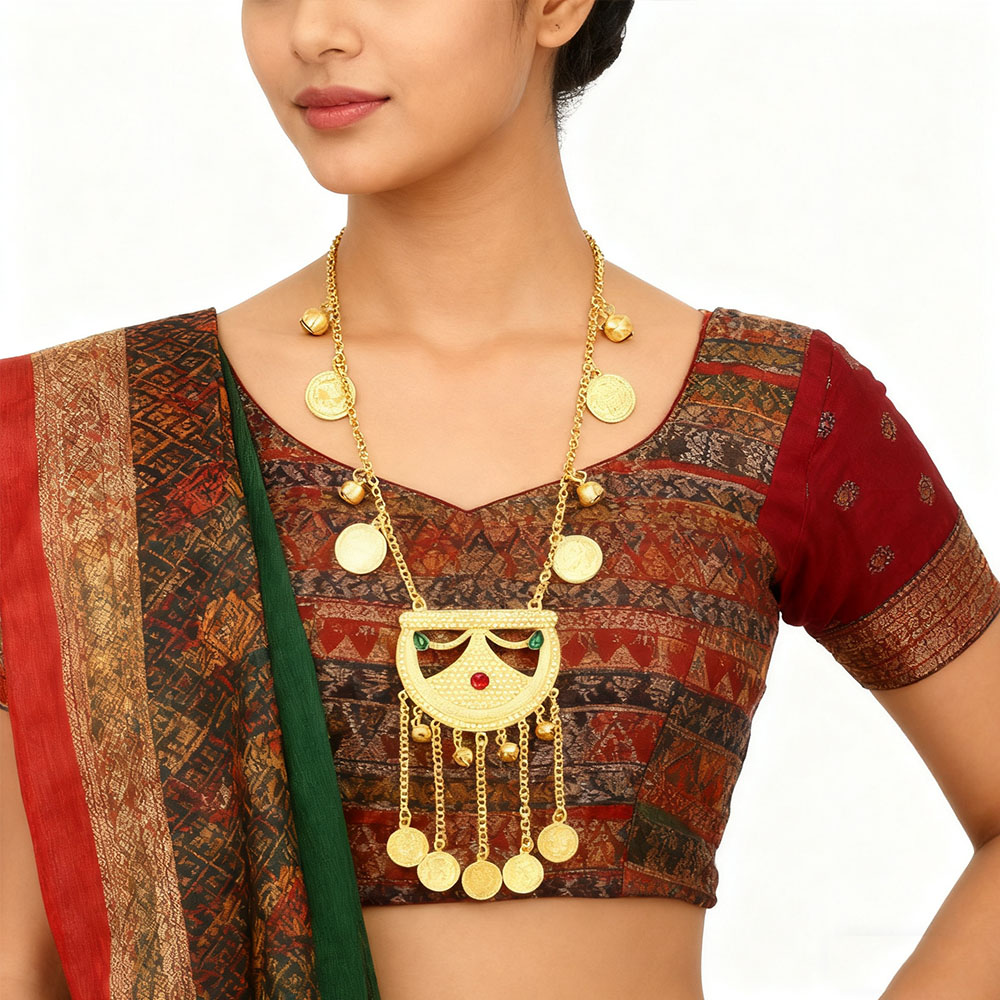 Ethnic Fashion Pakistan - สร้อยคอเหรียญแบบดั้งเดิมของอัฟกานิสถานและปากีสถาน รูปพระจันทร์ สำหรับผู้หญิง สไตล์ยิปซี ตุรกี ชาติพันธุ์
