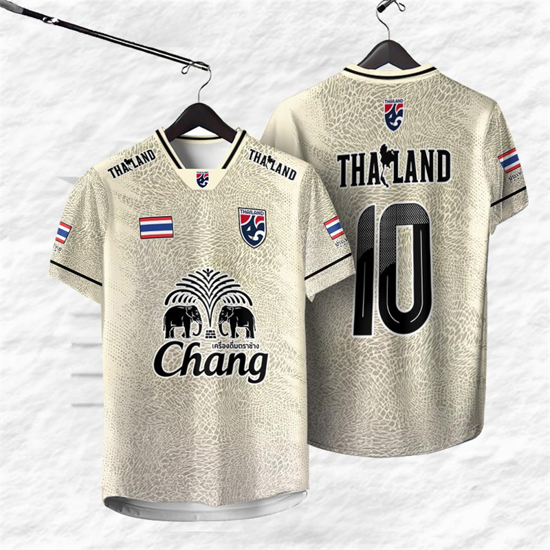 Thai Silk Blouse - เสื้อยืดแขนสั้นลายช้างสำหรับผู้ชาย เบอร์ 10 ทีมชาติไทย เสื้อกีฬา เสื้อยืดลำลอง