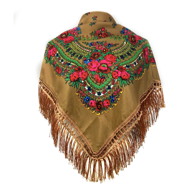 Ethnic Fashion Men - ชาติพันธุ์ Fringed แถบคาดศีรษะผ้าพันคอ Babushka Headwrap Shawl