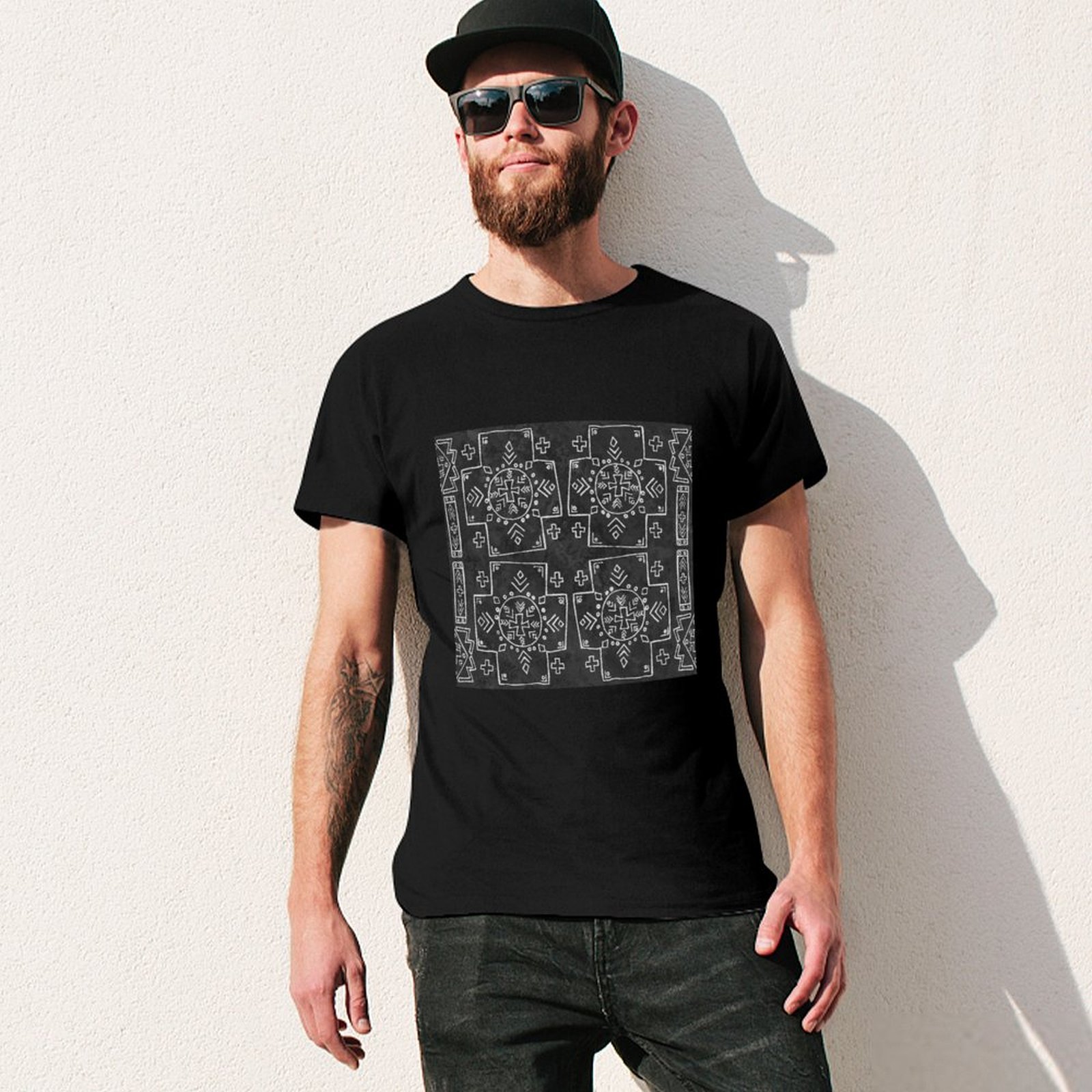 เสื้อยืดแขนสั้นสีดำลายผ้าโคลนช - Mudcloth Print Top บทวิจารณ์และราคา