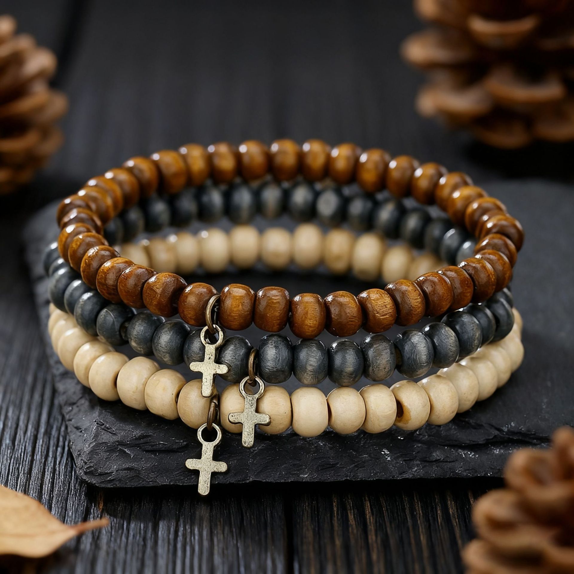 สร้อยข้อมือลูกปัดไม้สำหรับผู้ช - Ethnic Wear Men'S Fashion บทวิจารณ์และราคา