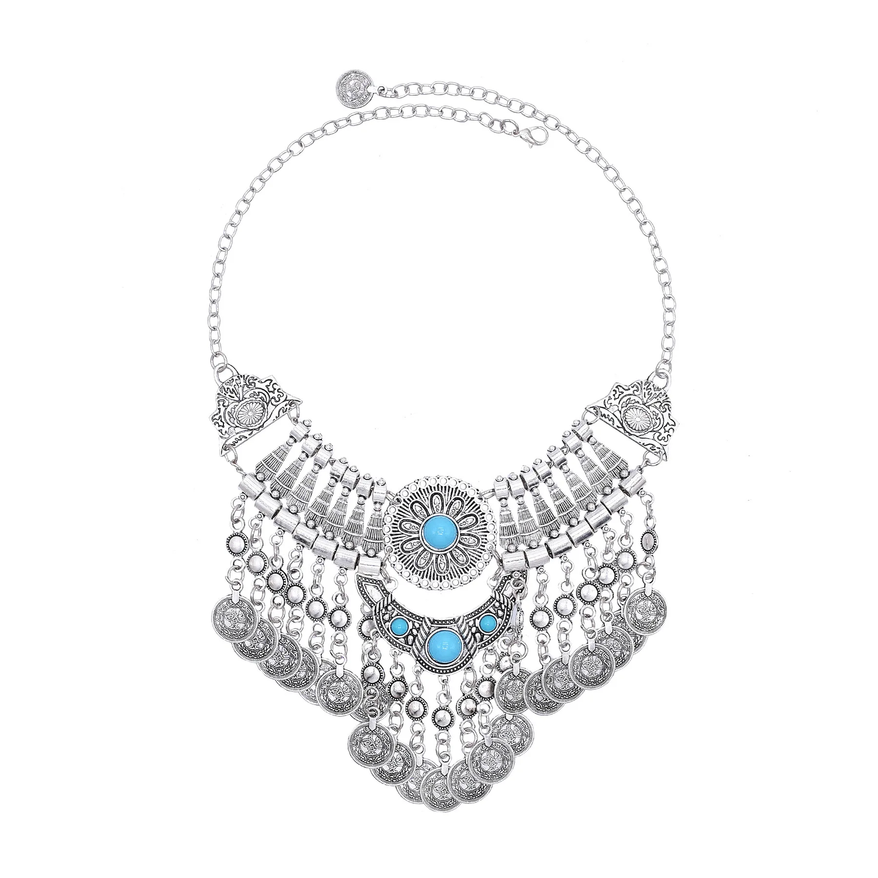 สร้อยคอแบบบิบประดับเหรียญลายดอ - Ethnic Fashion Pakistan บทวิจารณ์และราคา