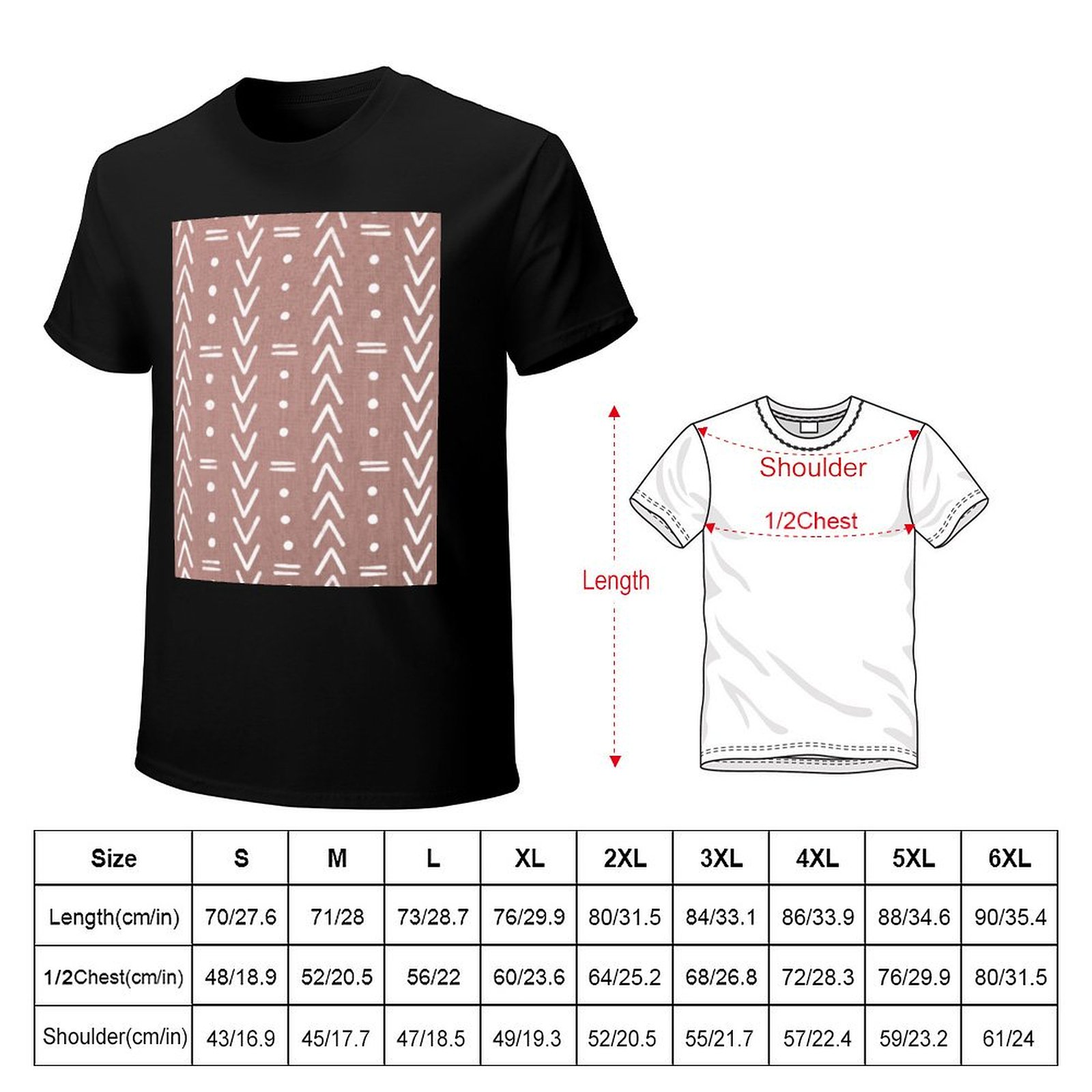 เสื้อยืดสีชมพูอ่อนลายเรขาคณิตส - Mudcloth Print Top บทวิจารณ์และราคา