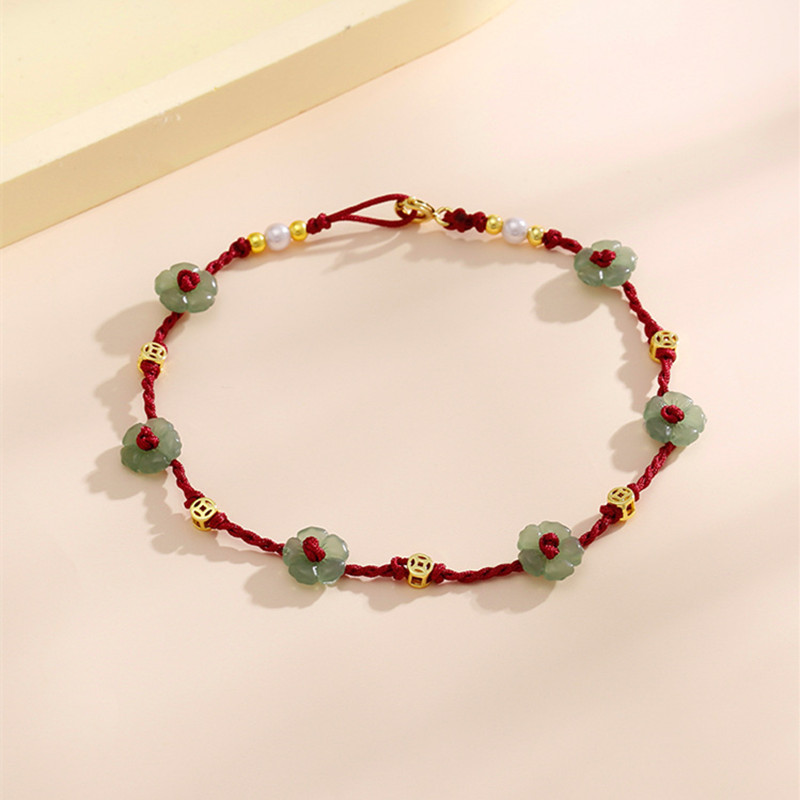 กำไลข้อมือถักลายดอกไม้นำโชคกำไ - Ethnic Fashion Co In บทวิจารณ์และราคา