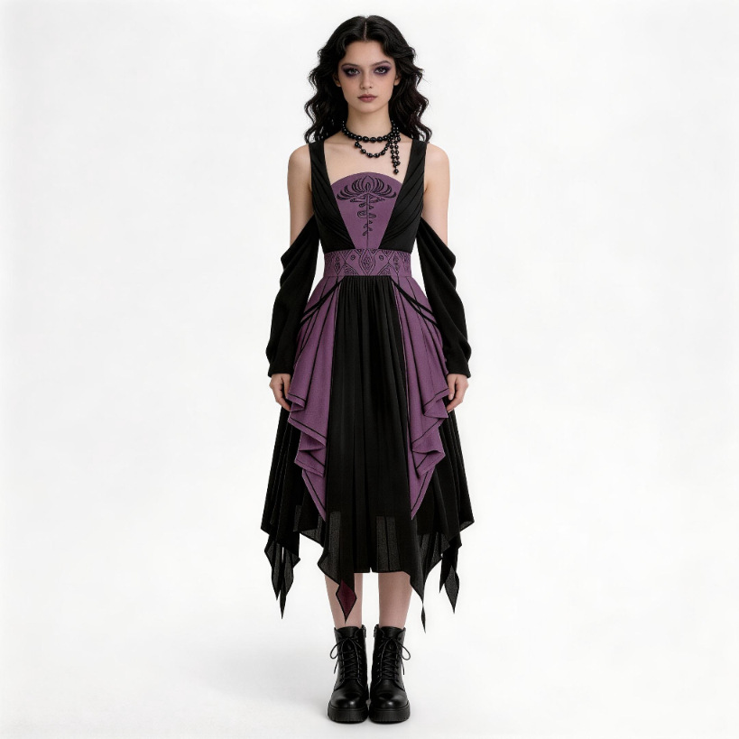 ชุดแม่มดสไตล์โกธิค กระโปรงสำหร - Ethnic Fashion Dress บทวิจารณ์และราคา