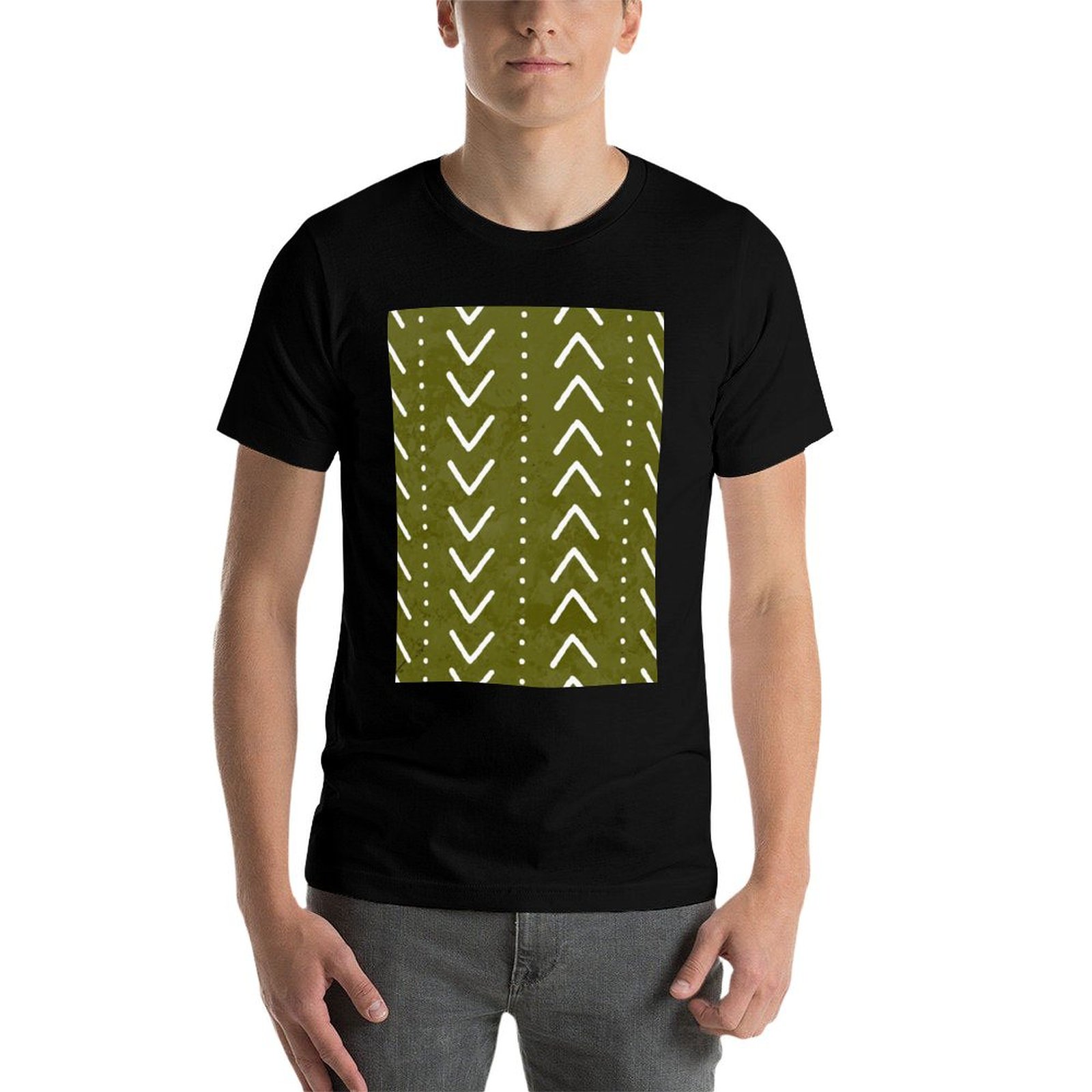 เสื้อยืดลายลูกศรสีเขียวมะกอก เ - Mudcloth Print Top บทวิจารณ์และราคา