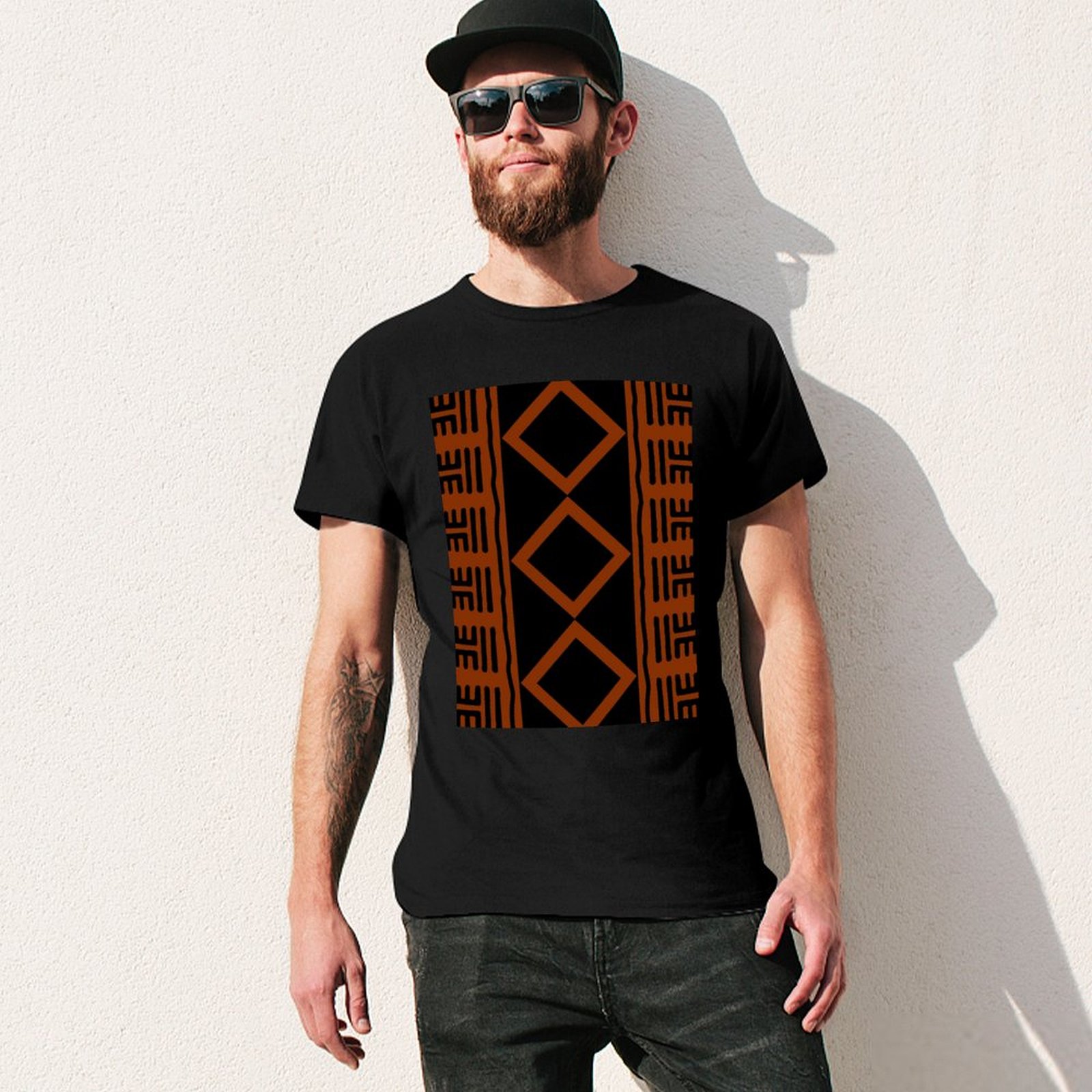 เสื้อยืดผ้าฝ้ายผสมสีสนิมลายผ้า - Mudcloth Print Top บทวิจารณ์และราคา