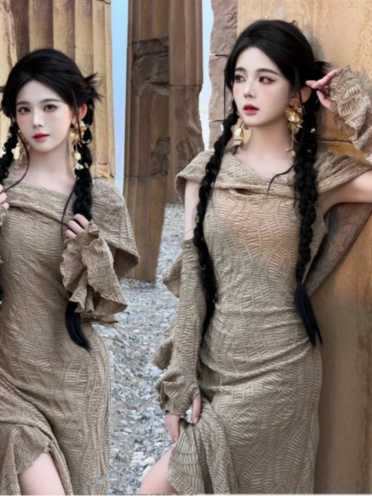 ชุดเดรสยาวธีมทะเลทราย แฟชั่นผู - Ethnic Fashion Dress บทวิจารณ์และราคา