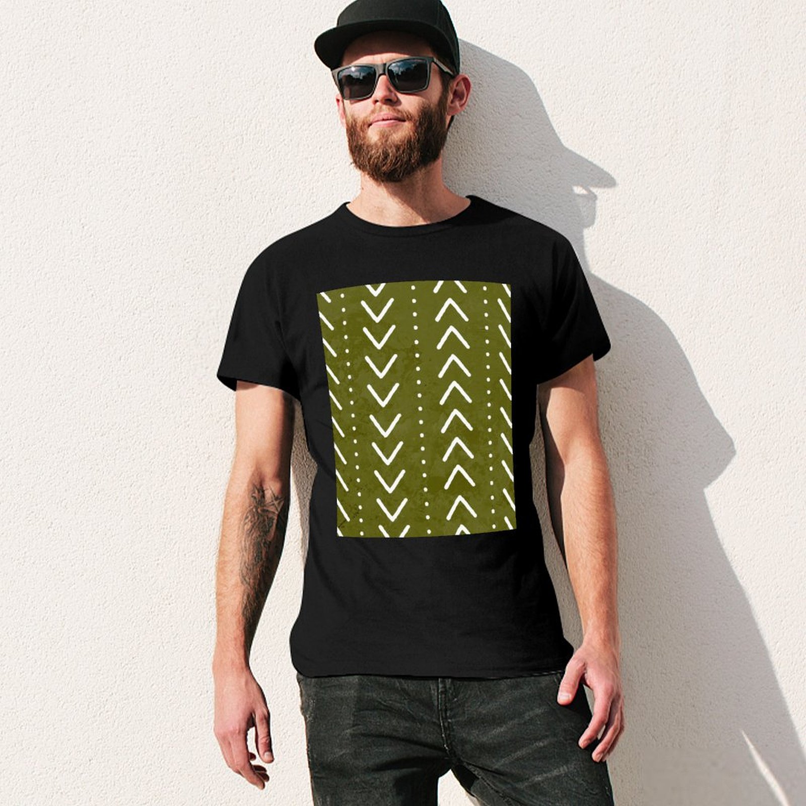 เสื้อยืดลายลูกศรผ้ามัดคลอธสีเข - Mudcloth Print Top บทวิจารณ์และราคา