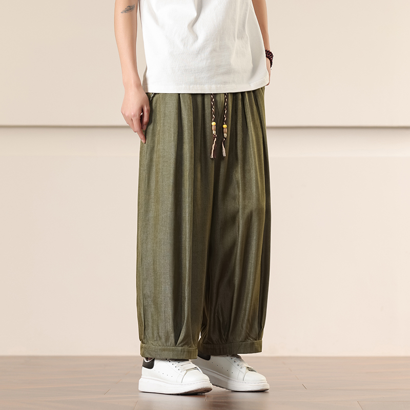 กางเกงขายาวทรงหลวมสไตล์จีนสำหร - Ethnic Fashion Men บทวิจารณ์และราคา
