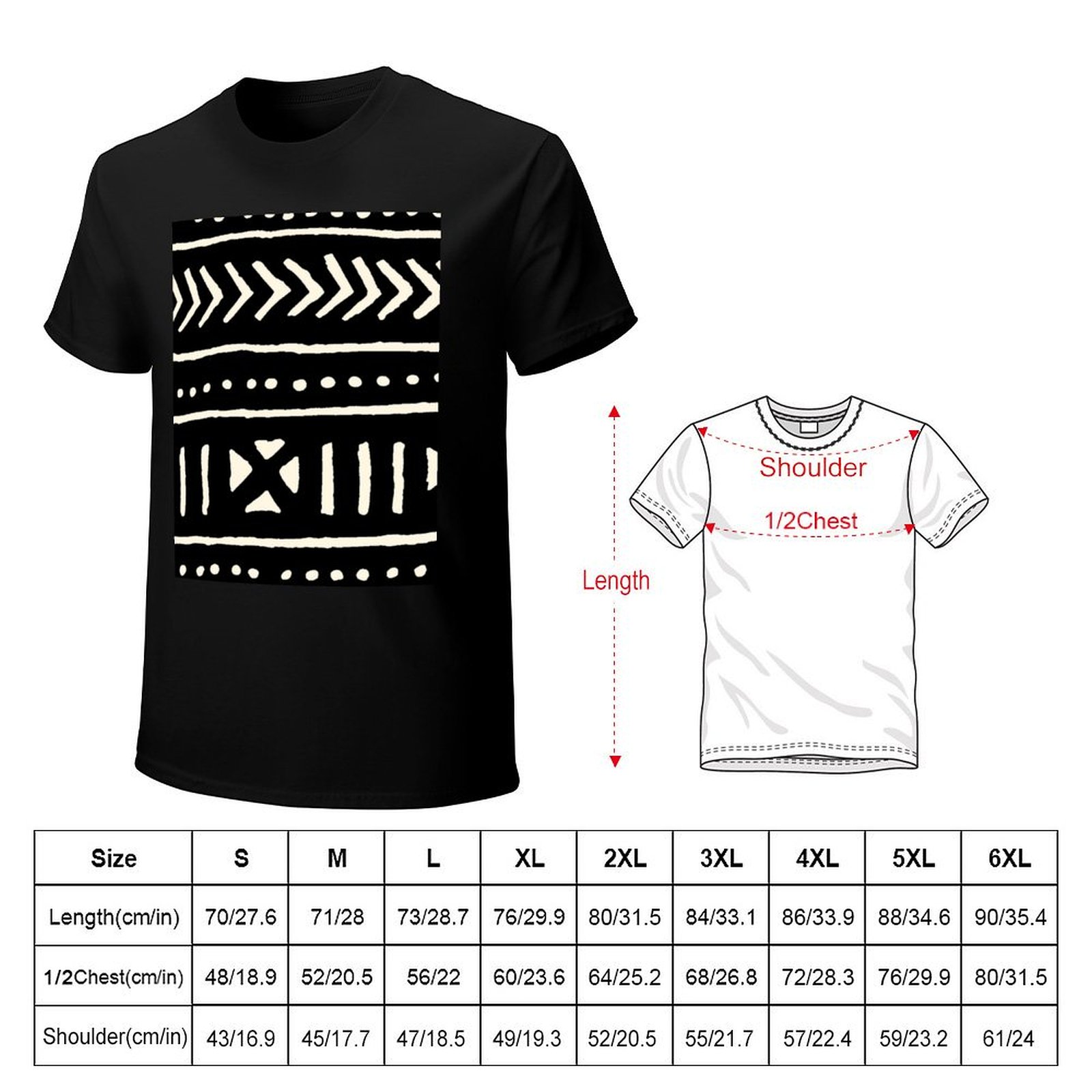 เสื้อยืดผ้าแอฟริกันสีดำขาว เสื - Mudcloth Print Top บทวิจารณ์และราคา