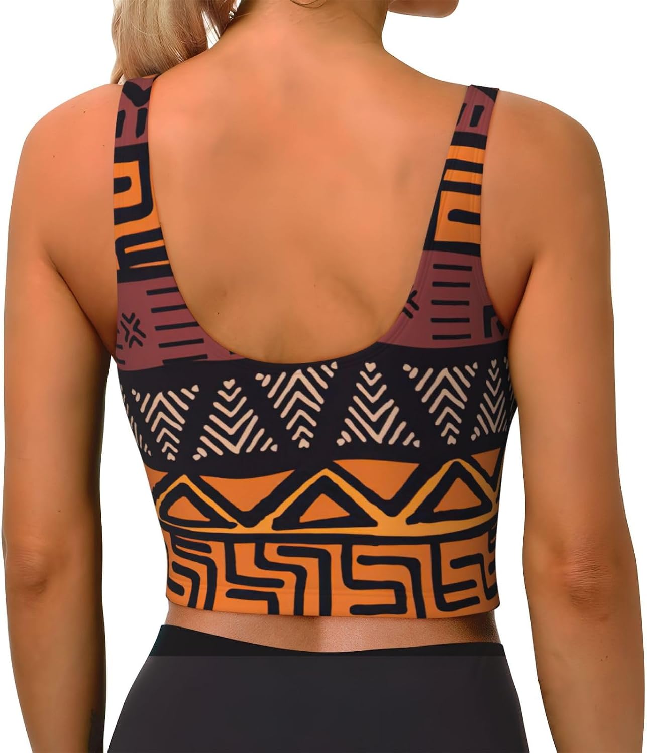 เสื้อชั้นในกีฬาผู้หญิงลายชนเผ่ - Mudcloth Print Top บทวิจารณ์และราคา